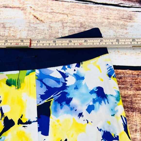 Lane‎ Bryant Pleated A-Line Skirt Women's Size 22 Plus White Blue Yellow Floral - Picture 8 of 10